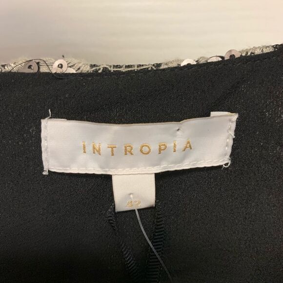 Intropia for Anthropologie Silver Sequin Club Cold Shoulder Dress sz 12 NWT - Picture 5 of 8
